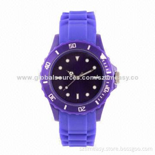 Plastic Watch with Silicone Band, Suitable for Promotional, Free Samples Can be Offered